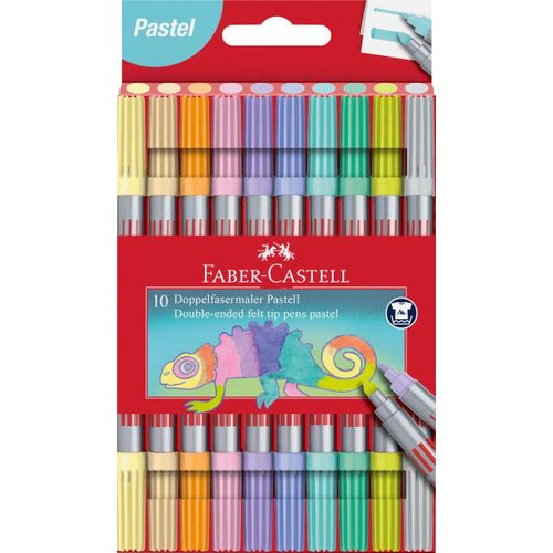 Feutres - Double Pointe - 10 Couleurs Pastel - Coloriage - Enfant/Adulte - Faber-Castell