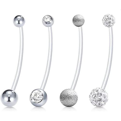 4 Pièces Anneaux De Piercing Nombril De Grossesse Barres Acrylique De Maternité Long Barbells Pieds De Bébé Dangle Retainer Body Piercing Bijoux