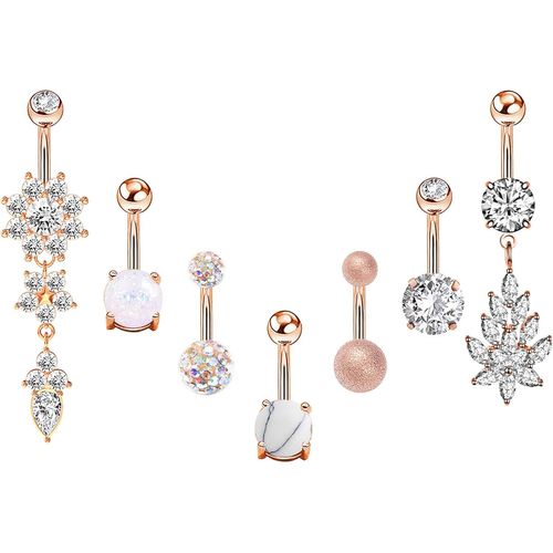 4pcs Piercing De Nombril Anneaux Acier Inoxydable Barbells Cz Boule Bijoux De Piercing Barres De Ventre Argent Femmes