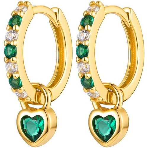 Boucles D'oreilles Femme Or Pendantes En Forme De Coeur Creoles Avec Cristal De Zircone Cubique Plaqué Or Boucle D'oreille Hypoallergénique 925 Argent Earings