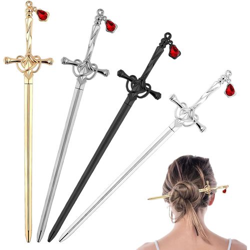 Lot De 4 Épingles À Cheveux En Forme D'épée De Style Ancien Pour Cheveux Longs Chignon Chinois Accessoires De Style Chinois Pour Femmes Filles Cadeaux