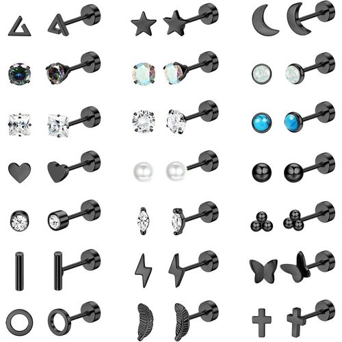 21paires Boucles D'oreilles Acier Chirurgical Femmes Hommes Piercing Oreille Helix Cartilage Tragus Boucles D'oreilles Hypoallergénique Clou D'oreille Plat Petite Boucles D'oreilles Piercing