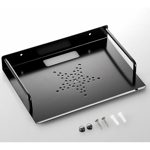 Syiyunran Étagères Murale Pour Hifi Routeur Répéteur - Support Noir Multimédia En Aluminium, Petit Plateau Réseau 23x16cm, Pour Projecteur, Tv Accessoires, Dvd, Décodeurs, Récepteur, Amplificateur