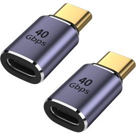 Adaptateur USB C 40gbps,Adaptateur USB C Mâle vers Femelle Angle Droit Adaptateur USB 4.0 Type C Connecteur,Thunderbolt 3/4,100W Support de Charge Rapide 8K@60HZ Video