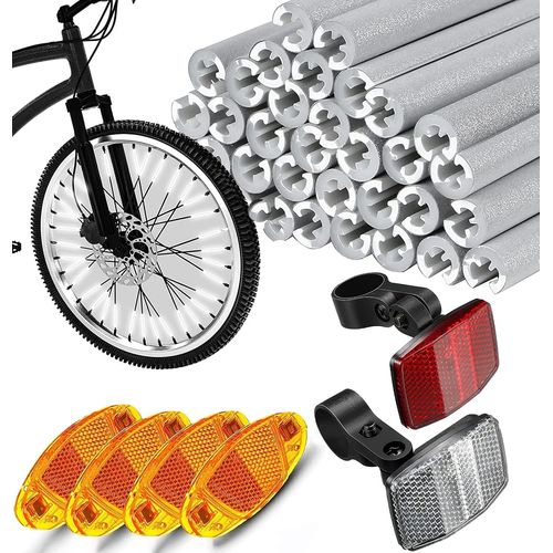Réflecteurs De Rayons 72pcs+6pcs Réflecteur De Vélo Avant Et Arrière-360° Visibilité Et Montage Facile-Catadioptres Pour Vélos Composés De Matière Réfléchissante,Pour Tous Les Rayons De Vélo Standard
