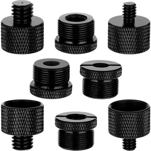 Lot de 8 adaptateurs de pied de micro, 5/8 femelle vers 3/8 mâle 3/8 femelle vers 5/8 mâle 5/8 femelle vers 1/4 mâle 1/4 femelle vers 5/8 mâle filetage à vis pour support de microphone sur