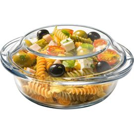 Mini -0.5 Litres Cocotte Ronde en Verre Avec Couvercle en Verre, Passe au Four Avec Poignées