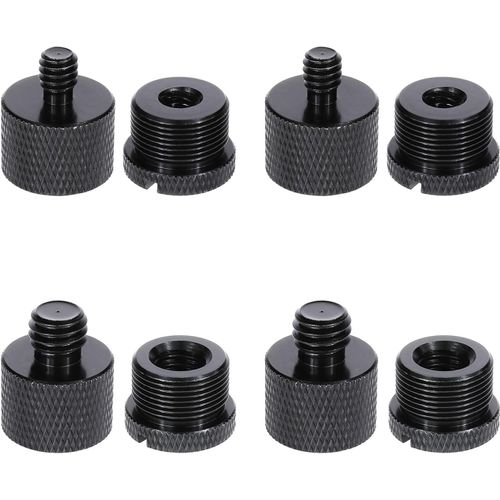 8 pièces Adaptateur de pied de micro, adaptateur fileté, Mic Stand Adapter, 5/8 femelle vers 3/8 mâle, 3/8 femelle vers 5/8 mâle, 5/8 femelle vers 1/4 mâle et 1/4 femelle vers 5/8 mâle (Noir)