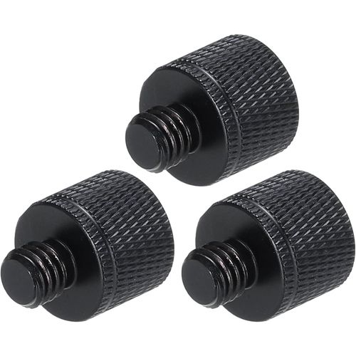 3 Adaptateurs de Pied de Micro 1/4 Femelle vers M8 Mâle en Alliage d'Aluminium pour Support de Trépied de Microphone, Noir