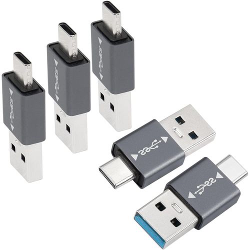 5Pcs USB 3.1 Mâle ver USB C Mâle Adaptateur USB A vers USB C Connecteur,10 Gbps,Support OTG Synchronisation des Données Charge Rapide,pour Smartphone Ordinateur Portables Tablette