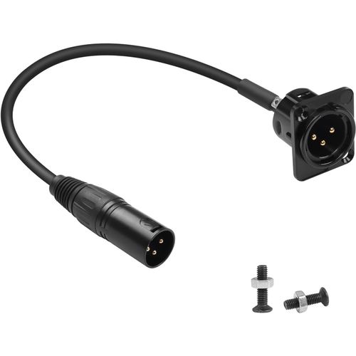 Câble court pour montage de panneau XLR - Adaptateur micro - Plaqué or - Fiche XLR mâle vers mâle - Câble encastrable - Connecteur de montage XLR - Pour éclairage de scène, mixeur de son, 35