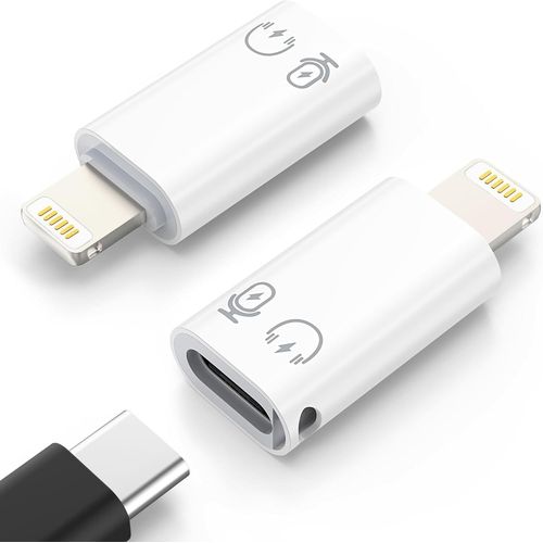 Adaptateur USB C vers Lightning, Adaptateur Lightning Mâle vers USB C Femelle pour iPhone 14/13/12/11 Pro Max/iPad/iPod/AirPods, Support de Charge, Transferts de Données, Casques et OTG, Blanc
