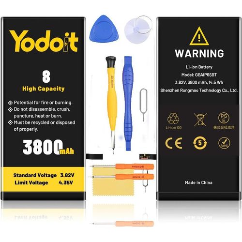 Batterie 3800 Mah Pour Iphone 8, Batterie Li-Ion Polymère Haute Capacité Remplacement 0 Cycle Avec Kit D'outils De Réparation Complet Et Adhésif