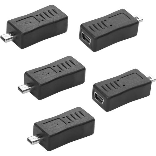 Adaptateur Mini USB vers Mini USB 8 Broches Adaptateur de Connexion Mini USB Femelle vers Mini USB mâle 8 Broches(Supports Charge Transfer) pour avec Laptop Digital Camera GPS 5-Pack