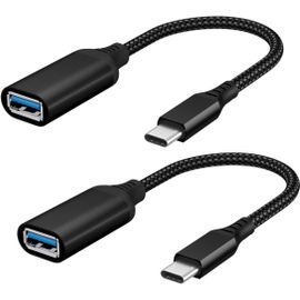 Adaptateur USB C vers USB, Lot de 2 Adaptateur USB Type-C vers USB, Adaptateur Thunderbolt 3 vers USB Femelle OTG Compatible avec MacBook Pro/Air, iMac iPad Mini 6, Noir