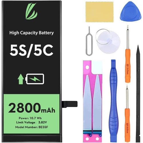 Batterie Pour Iphone 5s /5c, Batterie Au Lithium-Ion Haute Capacité 2800mah Avec Tous Les Outils De Réparation