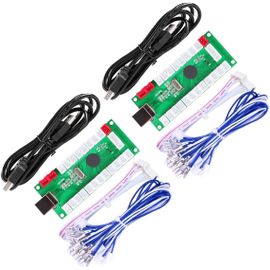 Zero Delay Arcade Usb Encoder Pc To Joystick Pour Windows & Linux & Mame & Raspberry Pi Retropie Projects (2 Player 5pin Joystick + Happ Style Buttons)