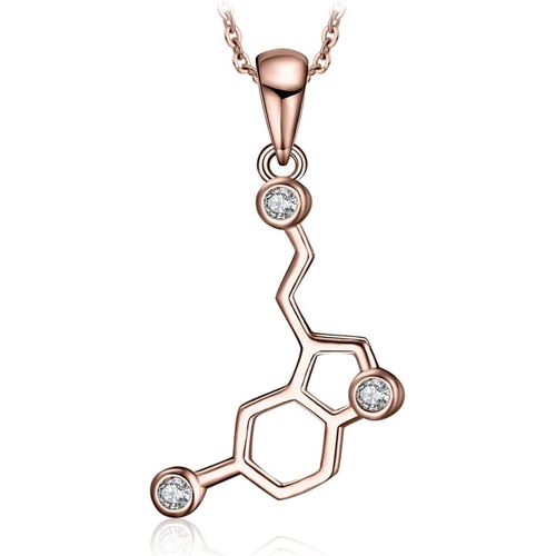 Sérotonine Molécule Cubique Zircone Pendentif Collier En Argent 925