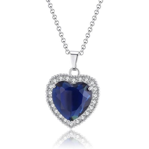 Collier Coeur De L'océan, Collier Titanic Classique Coeur De L'océan Plaqué Argent Collier Coeur Bleu Collier Océan Pour Femme Collier Pendentif Coeur En Cristal Bijoux De Bal