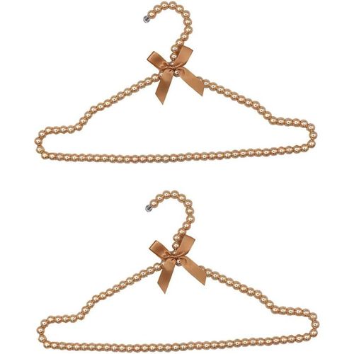 Lot De 2 Cintres Élégants En Perles Synthétiques Avec N?Ud Pour Pantalons, Perles, Cintres, Adultes, Cintres, En Plastique, Pour La Maison, La Boutique, 40 Cm, Doré