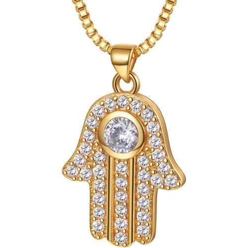 Collier Main De Fatima Pour Femme Homme Chaîne Pendentif Hamsa En Argent 925/Plaqué Or/Acier Inox Bijou Amulette Protection Cadeau Parfait