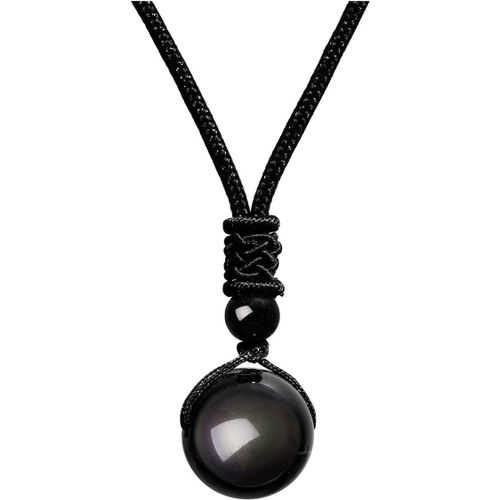 Collier Porte-Bonheur Avec Obsidienne, ?il De Tigre, Améthyste - Avec Pierre Et Cordon En Nylon Réglable - Idée Cadeau