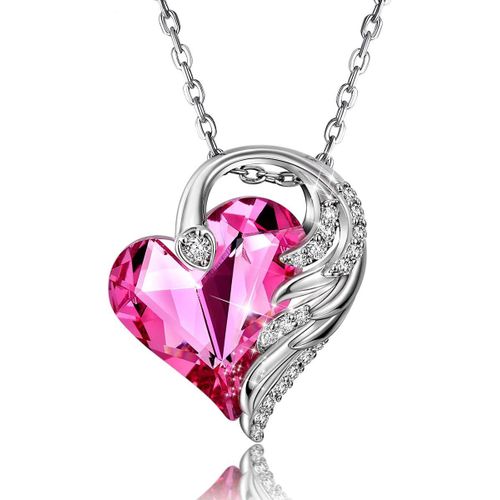 Collier Coeur Pour Femme Pendentif Coeur D'océan, Cristaux De Autriche,Bleu Coeur Collier Maman Cadeau De Bijoux Pour Le Jour De La Saint-Valentin Noël Anniversaire