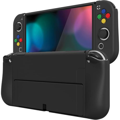 Coque De Protection Souple Pour Nintendo Switch Oled,Zealprotect Protecteur Joycon Grip Cover Pour Switch Oled Avec Capuchon Joystick&caps Bouton Abxy-Noir
