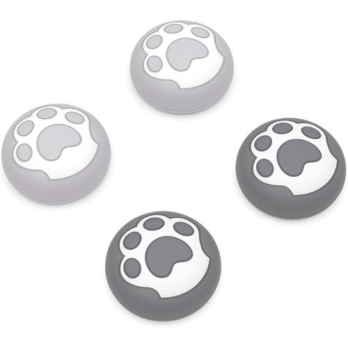 Capuchons Joystick Silicone Pour Ps5 Pour Ps4 Manette,Pour Xbox Series X S,Thumb Grip Caps Pour Xbox One,Capuchon De Stick Analogique Pour Switch Pro Controller-Patte De Chat-Gris Clair