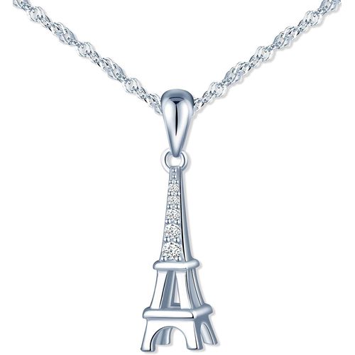 Collier Pendentif De Femme Fille, Collier En Argent 925, Pendentif Tour Eiffel, Collier Tour De Paris Romantique, Incrusté Des Zircons, Argent