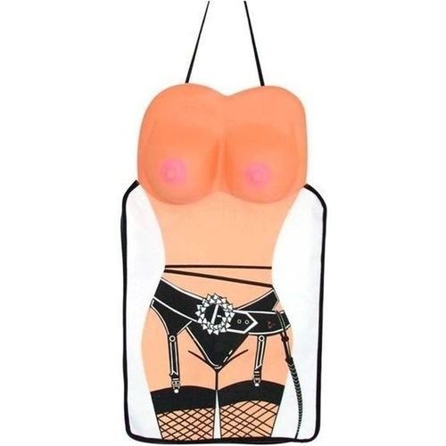 Tablier Femme Sexy Avec Seins En 3d Et Porte-Jarretelles Et Ceinture