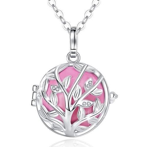 Collier Bola De Grossesse Cage Arbre De Vie Strass Rose