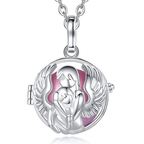Collier Bola De Grossesse Mère Et Enfant Ange Gardien Rose