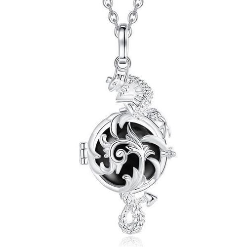 Bola De Grossesse Cage Fleur Dragon Boule Noire Collier