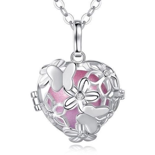 Bola De Grossesse Cage Coeur Fleurs Et Papillons Boule Rose Collier