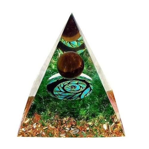 Pyramide Orgonite Arbre de Vie oeil de Tigre