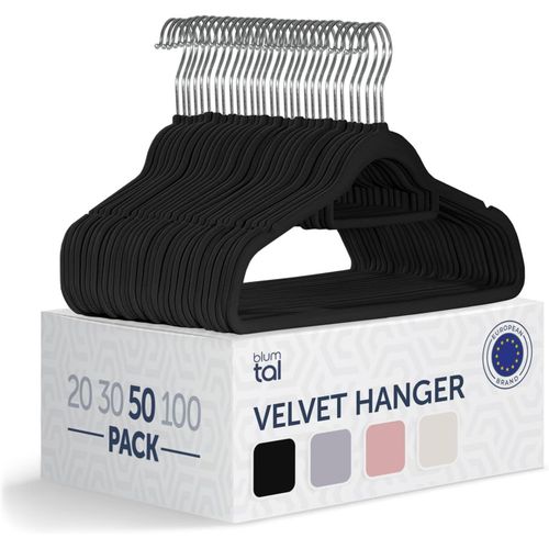 Cintres Velours - Lot De 50 Ceintres Pour Adultes Haute Qualité - Ceintre Avec Porte-Cravates Et Encoches - Ceintres Pour Adultes Pivotant À 360°- Cintre Antidérapant - Cintre Velours Noir