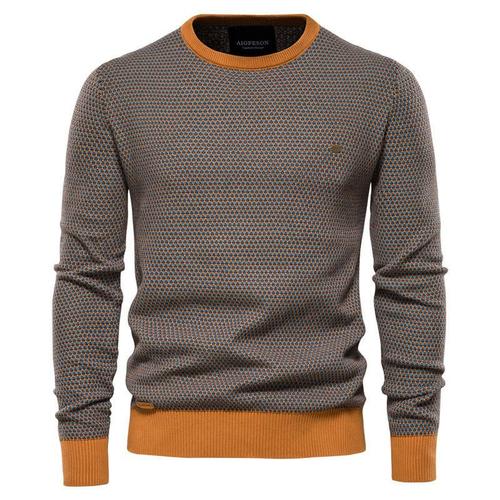 Pull Homme En Tricot Chaud Automne Hiver Manches Longues Casual Pullover  Col Rond Confortable Couleur Contraste