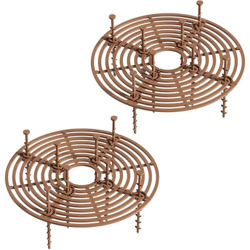 Lot De 2 Grilles De Pot De Fleurs - Protection De Sol Avec Tiges Profondes Pour Enfants Et Animaux Domestiques - 30 Cm De Diamètre, Marron