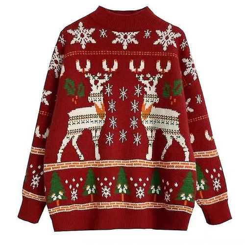 Pull De Noël Pour Femme Pull Tricoté De Noël Tops Xxl Rouge