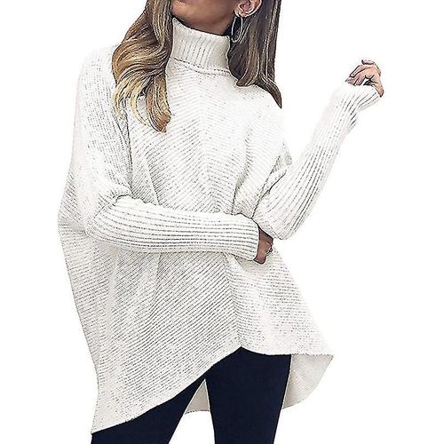 Pull À Col Roulé Pour Femme, Manches Longues Chauve-Souris, Ourlet Asymétrique, Pull Décontracté, Hauts En Tricot, L Couleur 2
