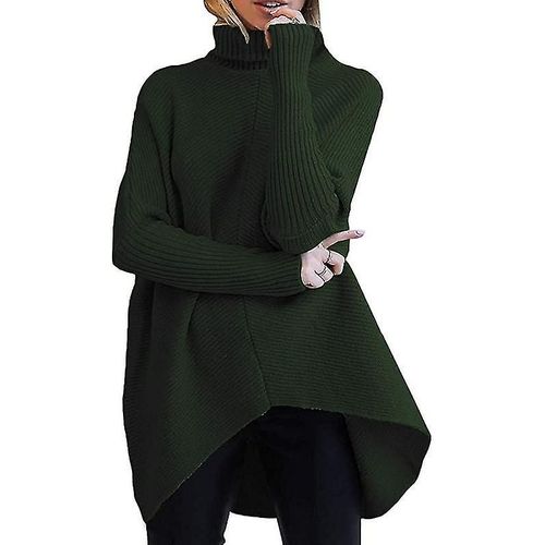Pull À Col Roulé Pour Femme, Manches Longues Chauve-Souris, Ourlet Asymétrique, Pull Décontracté, Hauts En Tricot, M Couleur 11