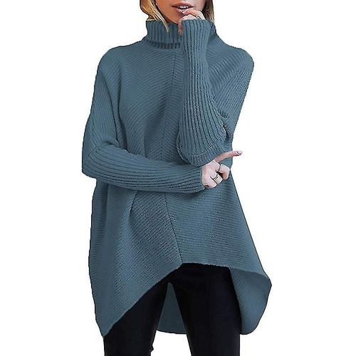 Pull À Col Roulé Pour Femme, Manches Longues Chauve-Souris, Ourlet Asymétrique, Pull Décontracté, Hauts En Tricot, Xl, Couleur 9