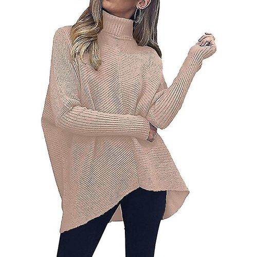Pull À Col Roulé Pour Femme, Manches Longues Chauve-Souris, Ourlet Asymétrique, Pull Décontracté, Hauts En Tricot, M Color7