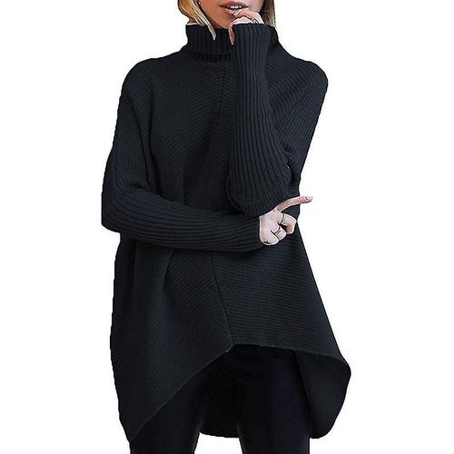 Pull À Col Roulé Pour Femme, Manches Longues Chauve-Souris, Ourlet Asymétrique, Pull Décontracté, Hauts En Tricot, S Color6