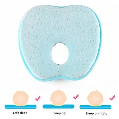 Oreiller Pour Nouveau-Né (0-12 Mois), Prévention De La Tête Plate, Mousse À Mémoire De Forme 3d Pouvant Soutenir L'oreiller De La Tête Et Du Cou, Oreiller Façonnant La Tête, C¿Ur Bleu