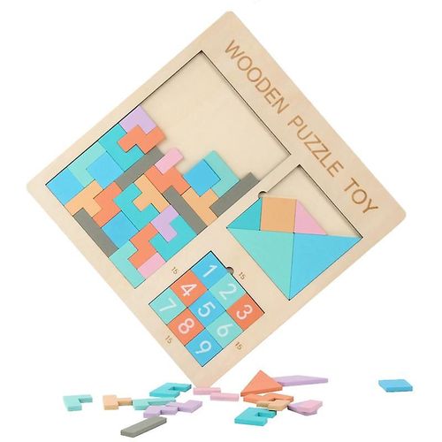 Jouet De Puzzle Tetris En Bois Pour Enfants