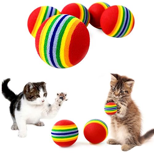 20pcs Balles De Jouet Pour Chat Eva Douce Avec Motif Arc-En-Ciel