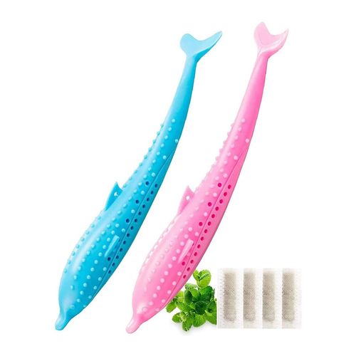Brosse À Dents En Silicone Pour Chat, Jouet Herbe À Chat En Forme De Poisson, Paquet De 2