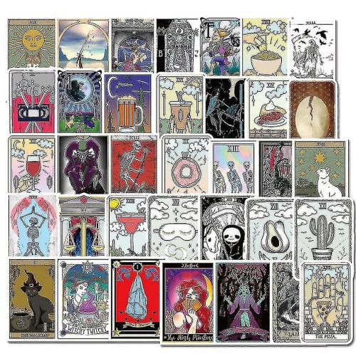 Hmwy-50pcs Tarot Poker Autocollant Skateboard Valise Tablette Décoration